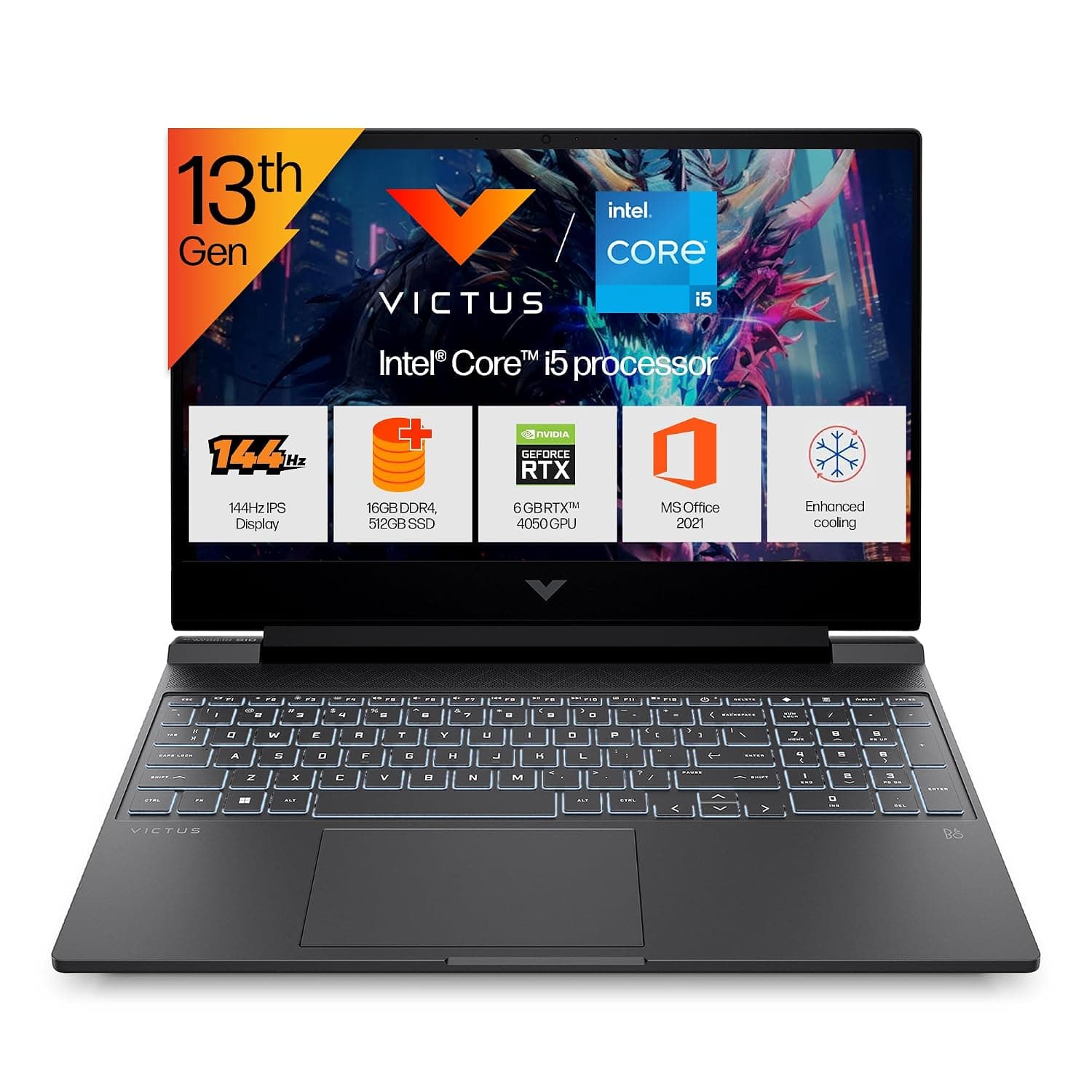 HP Victus 13th Gen Intel Core i5-13420H, RTX 4050 6GB, 16GB DDR4, 512GB SSD, 15.6" 144Hz - Image 1